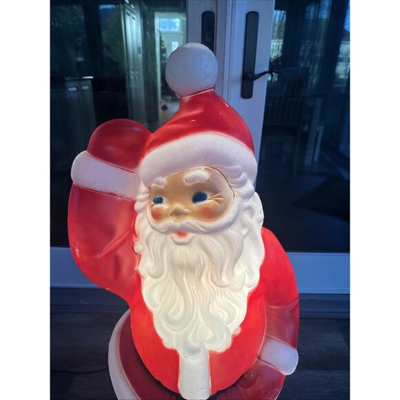 Blow Mold General Foam 41” Waving Santa w/ Red Gloves Christmas Made in USA - Picture 4 of 13
